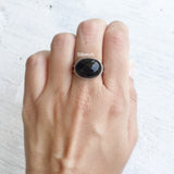 Black Onyx Oval Silver Ring