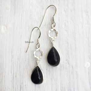 Black Onyx Pittai Silver Earring