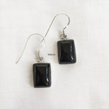 Black Onyx Rectangular Silver Earring