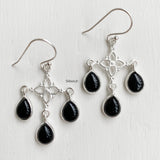 Black Onyx Silver Chandelier Earring