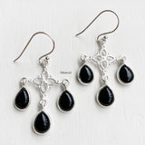 Black Onyx Silver Chandelier Earring