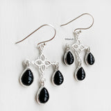 Black Onyx Silver Chandelier Earring