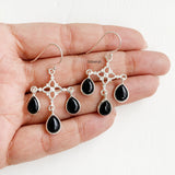 Black Onyx Silver Chandelier Earring