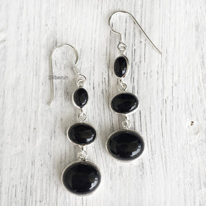 Black Onyx Silver Earring