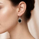 black onyx oval silver earrings 925 India