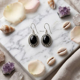 black gemstone earrings