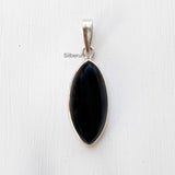 Black Onyx Silver Marquise Pendant