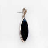 Black Onyx Silver Marquise Pendant