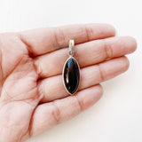 Black Onyx Silver Marquise Pendant