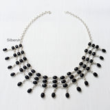 Black Onyx Choker Silver Necklace