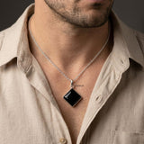 925 Silver Black Onyx Rhombus Pendant