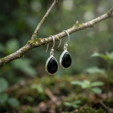 Handcrafted 925 sterling silver Black Onyx teardrop earrings