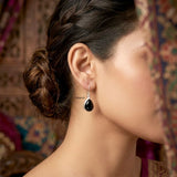 Natural Black Onyx earrings in polished sterling silver