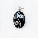 Natural Black Onyx 92.5 silver pendant for women