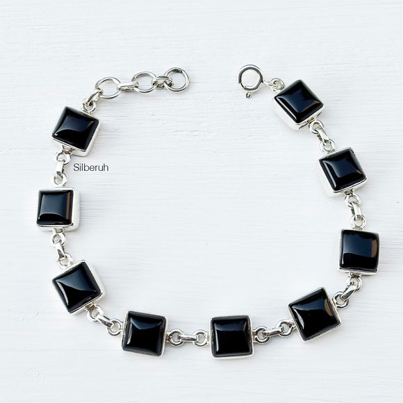 925 Sterling Silver Black Onyx Bracelet for Women