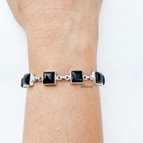 Sterling Silver Bracelet with Black Onyx Gemstones
