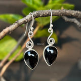 Black Onyx Swirl Silver Earring