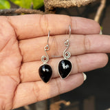 Black Onyx Swirl Silver Earring
