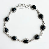 Black Onyx Teardrop Silver Bracelet