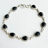Black Onyx Teardrop Silver Bracelet