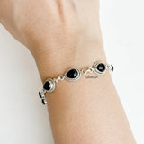 Black Onyx Teardrop Silver Bracelet