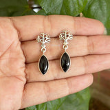 Black Onyx Tree Silver Drop Earring