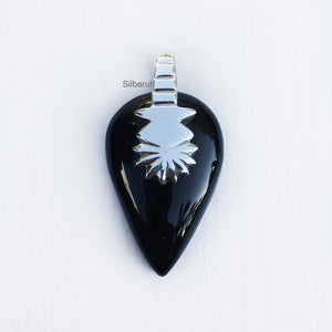 Black Onyx Tribal Silver Pendant