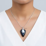 Minimal black onyx gemstone silver pendant without chain