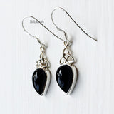 Black Onyx Triquetra Silver Earring