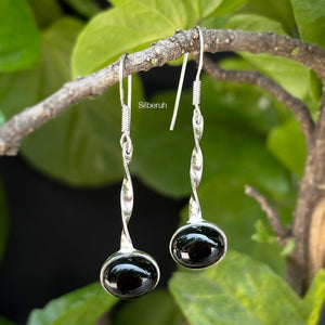 Black Onyx Twisted Silver Earring