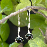 Black Onyx Twisted Silver Earring