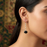 Black Onyx Twisted Long Earrings
