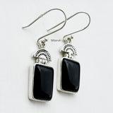 Black Onyx Watermelon Silver Earring