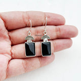 Black Onyx Watermelon Silver Earring