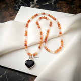 Black Onyx, Aventurine & Moonstone Silver Necklace