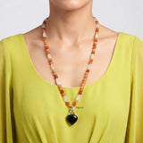 Black Onyx, Aventurine & Moonstone Silver Necklace