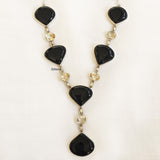 Black Onyx & Citrine Silver Necklace