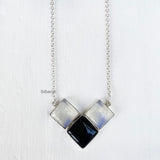 Black Onyx & Opalite Silver Necklace
