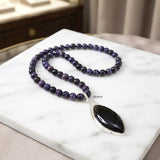 Black Onyx & Purple Tiger's Eye Silver Necklace