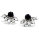 Black Onyx & Rainbow Moonstone Silver Stud Earring