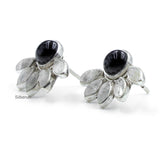 Black Onyx & Rainbow Moonstone Silver Stud Earring