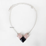 Black Onyx & Rose Quartz Silver Necklace