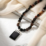 925 Silver Black Onyx and Sulemani Hakik gemstone necklace