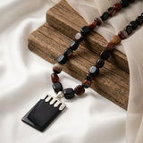 Long sterling silver necklace with Black Onyx pendant