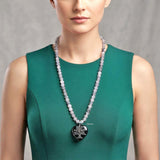 Black Onyx & Vein Agate Tree of Life Silver Necklace