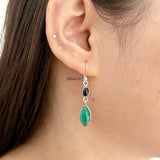 Black & Green Onyx Silver Earring