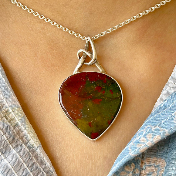 Bloodstone Silver Pendant