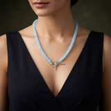 Blue Agate Silver Toggle Necklace