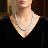 Blue Agate Silver Toggle Necklace