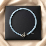 Blue Agate Silver Toggle Necklace